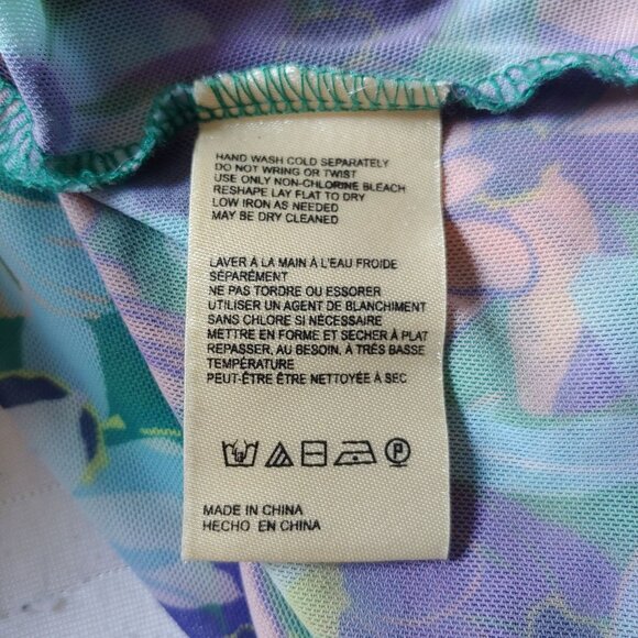 Maeve Water Color Disco Sheer Mesh  Mock Neck L-Sleeve Top S - Picture 11 of 12